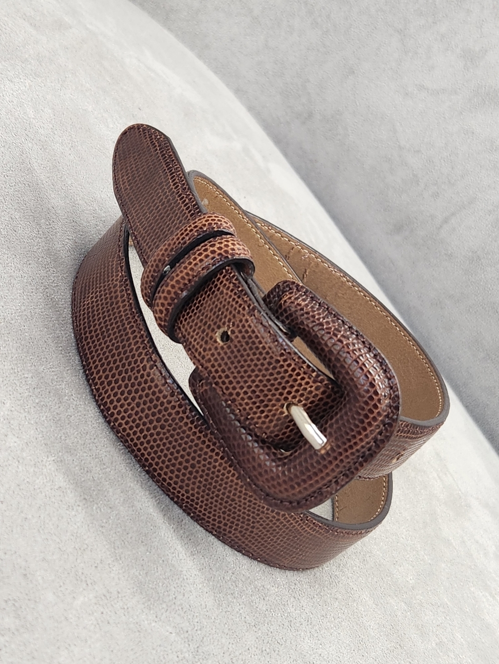 VTG Enzo Angiolini Brown Embossed Leather Belt, XS-S